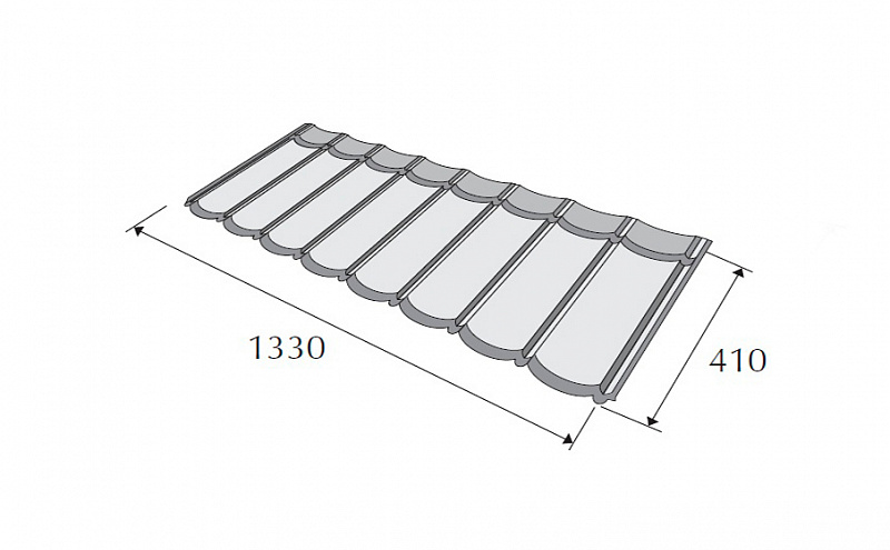 Композитная черепица METROTILE МетроБонд сланцево-серый, 1330*410 мм